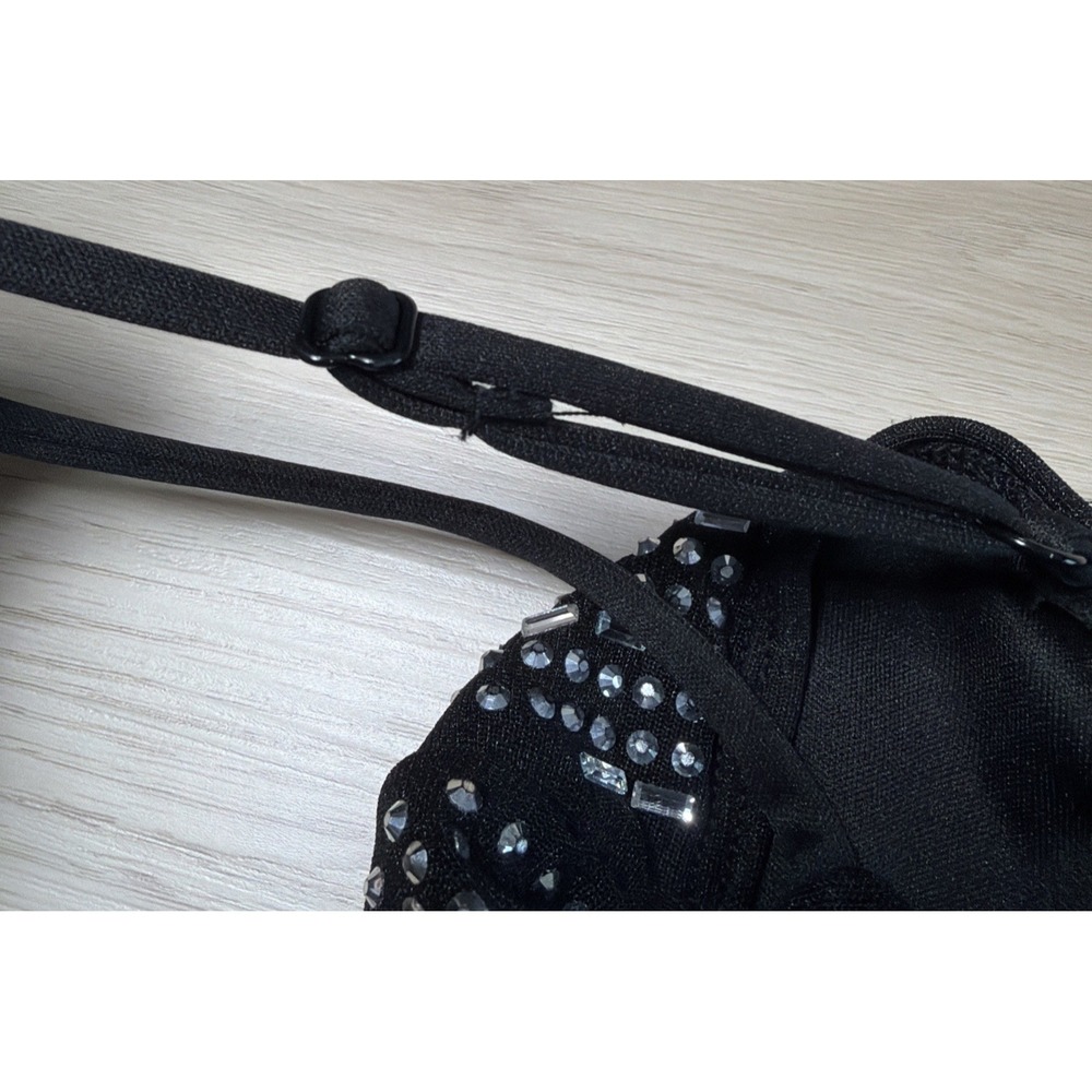 4D~ Windsor Bedazzle Body con bling dress Black Open Front Club Dress Sz Lg - Picture 7 of 9